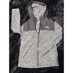 Puma Sweater Youth Med Gray Full Zip Hooded Sweatshirt Fleece‎ Gym Athletic Boys